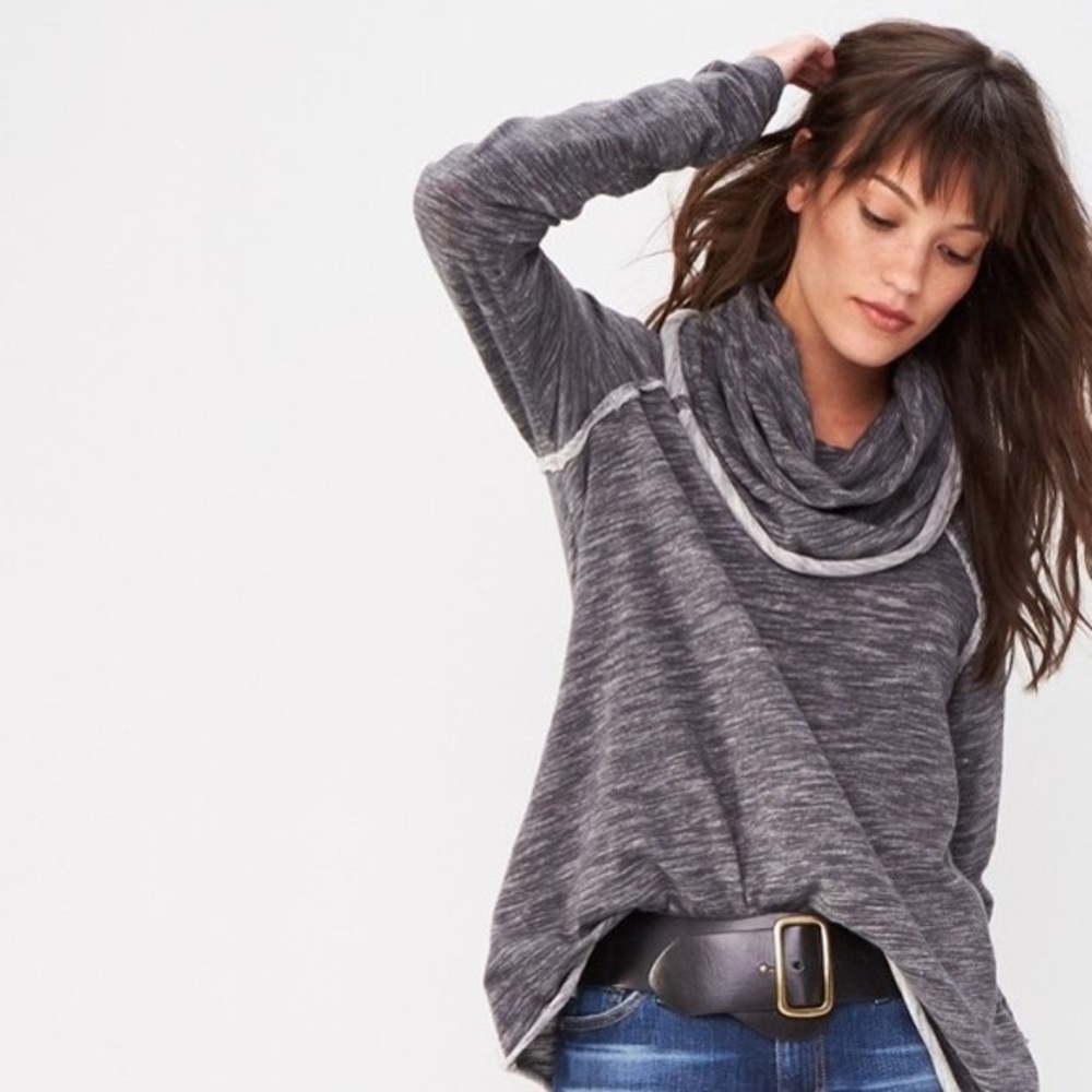 Free people Beach Cowl Neck two Tone Gray top